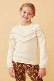 GK1559 Ivory Girls Fringe Detail Knit Sweatshirt Front