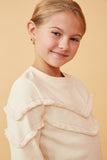 GK1559 Ivory Girls Fringe Detail Knit Sweatshirt Detail