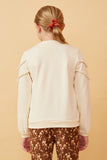 GK1559 Ivory Girls Fringe Detail Knit Sweatshirt Back