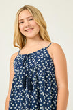 GN4028 NAVY Girls Tassel Detail Tank Dress Detail