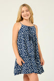 GN4028 NAVY Girls Tassel Detail Tank Dress Side