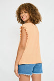 GN4033 APRICOT Girls Textured Knit Ruffled Tank Back