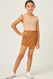 Suede Elastic Waist Skort