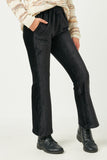 GN4221 BLACK Girls Wide Leg Velvet Corduroy Pants Side