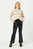 GN4221 BLACK Girls Wide Leg Velvet Corduroy Pants Front