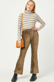 GN4221 OLIVE Girls Wide Leg Velvet Corduroy Pants Full Body