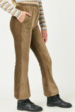 GN4221 OLIVE Girls Wide Leg Velvet Corduroy Pants Side