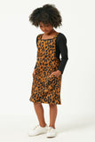 GN4295 LEOPARD Girls Brushed Corduroy Leopard Overall Dress Side