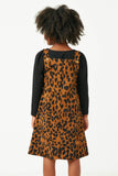 GN4295 LEOPARD Girls Brushed Corduroy Leopard Overall Dress Back