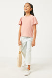 GN4380 PINK Girls Puff Sleeve Knit T Shirt Full Body