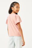 GN4380 PINK Girls Puff Sleeve Knit T Shirt Back