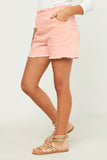 GN4511 Blush Girls Paperbag Waist Washed Distressed Shorts Side