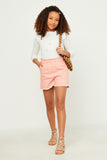 GN4511 Blush Girls Paperbag Waist Washed Distressed Shorts Full Body 2