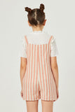 GN4644 BLUSH Girls Striped Button Detail Tie Knot Romper Back