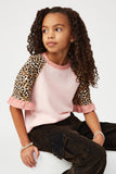 GS0001 Pink Smithsonian Cheetah Sleeve Raglan Knit Top Pose