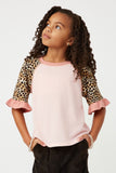 GS0001 Pink Smithsonian Cheetah Sleeve Raglan Knit Top Front