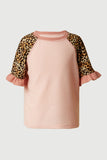 GS0001 Pink Smithsonian Cheetah Sleeve Raglan Knit Top Front 2