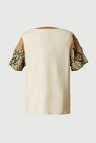 GS0002 Tan Smithsonian Snake Paneled Color Block Knit Top Back