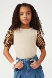 Smithsonian Cheetah Puff Sleeve Knit Top