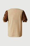 GS0003 Oatmeal Smithsonian Cheetah Puff Sleeve Knit Top Back