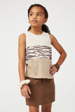 GS0004 Oatmeal Smithsonian Tiger Print Color Block Knit Tank Front