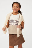 GS0004 Oatmeal Smithsonian Tiger Print Color Block Knit Tank Pose