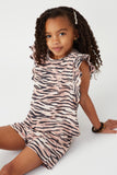 GS0005 Orange Smithsonian Tiger Print Ruffled Knit Tank Pose