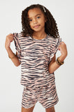 GS0005 Orange Smithsonian Tiger Print Ruffled Knit Tank Front