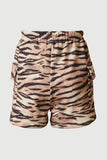 GS0006 Orange Smithsonian Tiger Print Patch Pocket Knit Shorts Back