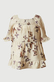 GS0008 Oatmeal Smithsonian Butterfly Print Ruffled Square Neck Top Front 2