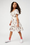 GS0009 Oatmeal Smithsonian Butterfly Print Smocked Dress Full Body