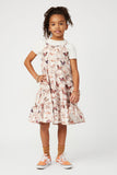 GS0010 Rust Smithsonian Butterfly Print Sleeveless Dress Full Body