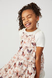 GS0010 Rust Smithsonian Butterfly Print Sleeveless Dress Side