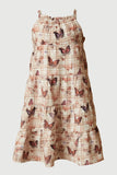 GS0010 Rust Smithsonian Butterfly Print Sleeveless Dress Front 2