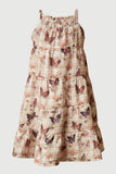 GS0010 Rust Smithsonian Butterfly Print Sleeveless Dress Back