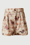 Smithsonian Butterfly Print Pleated Shorts