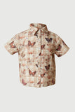 GS0012 Rust Smithsonian Butterfly Print Button up Shirt Front 2