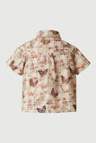 GS0012 Rust Smithsonian Butterfly Print Button up Shirt Back