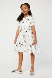 Smithsonian Moon Phase Satin Ruffle Tiered Dress