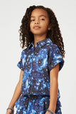 GS0015 Blue Smithsonian Space Print Button Up Shirt Side