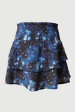 GS0016 Blue Smithsonian Space Print Smocked Ruffle Skirt Front 2