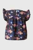 GS0017 Navy Smithsonian Planet Print Ruffled Tank Back