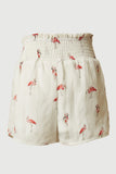 GS0020 Off White Smithsonian Smocked Waist Flamingo Print Shorts Front