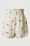 GS0020 Off White Smithsonian Smocked Waist Flamingo Print Shorts Back