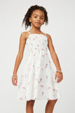 GS0021 Off White Smithsonian Smocked Flamingo Print Tank Dress Front