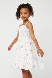 GS0021 Off White Smithsonian Smocked Flamingo Print Tank Dress Side