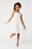 GS0021 Off White Smithsonian Smocked Flamingo Print Tank Dress Pose