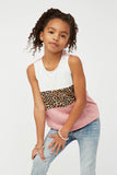 GS0024 Pink Smithsonian Cheetah Print Block Knit Tank Pose