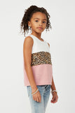 GS0024 Pink Smithsonian Cheetah Print Block Knit Tank Side