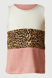 GS0024 Pink Smithsonian Cheetah Print Block Knit Tank Front